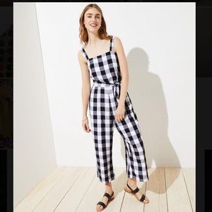 Gingham Wide Leg Jumpsuit LOFT